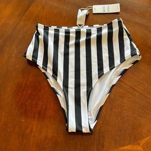 Cupshe, bikini, bottom, high waist, black and white stripes size small